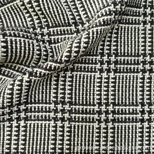 Boucle fashion plaid design with black lurex fabric